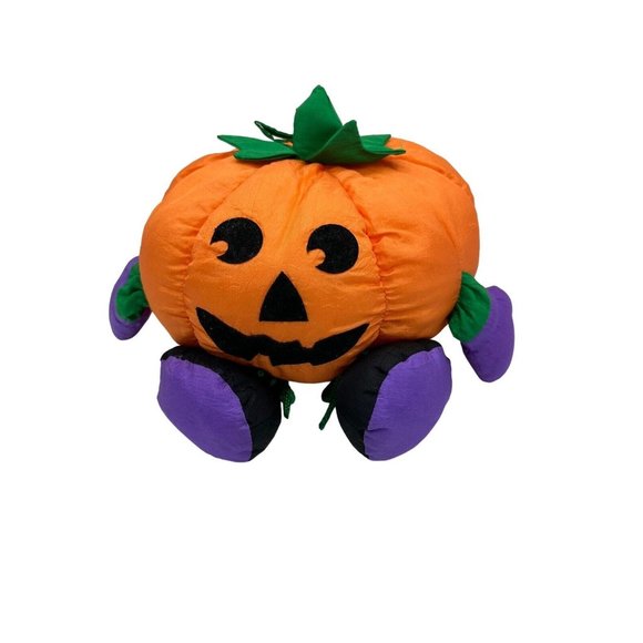 VTG Gibson Greetings Nylon‎ Pumpkin Plush Jack o Lantern Toy Halloween - Picture 1 of 6